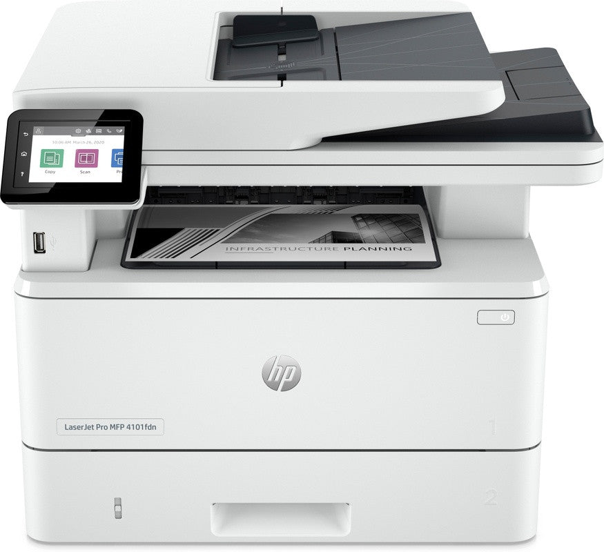 HP LaserJet Pro Imprimante MFP 4102fdw, Noir et blanc, Imprimante pour Petites/moyennes entreprises, Impression, copie, scan, fax, Sans fil; Éligibilité Instant Ink; Imprimer depuis un téléphone ou une tablette; Chargeur automatique de documents