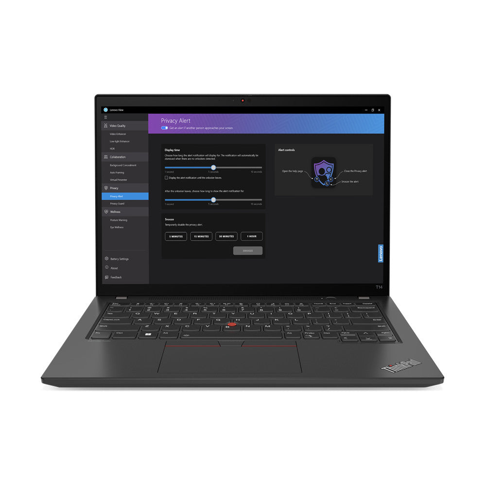 Lenovo ThinkPad T14 Gen 4 (Intel) Intel® Core™ i7 i7-1355U Ordinateur portable 35,6 cm (14") WUXGA 16 Go DDR5-SDRAM 512 Go SSD Wi-Fi 6E (802.11ax) Windows 11 Pro Anglais britannique Noir