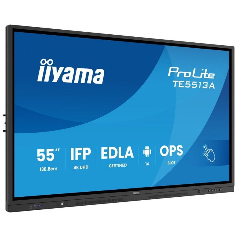 iiyama TE5513A - B1AG beeldkrant Interactief flatscreen 138,7 cm (54.6") Wifi 500 cd/m² 4K Ultra HD Zwart Touchscreen Type processor Android 18/7 TE5513A - B1AG - Compridis