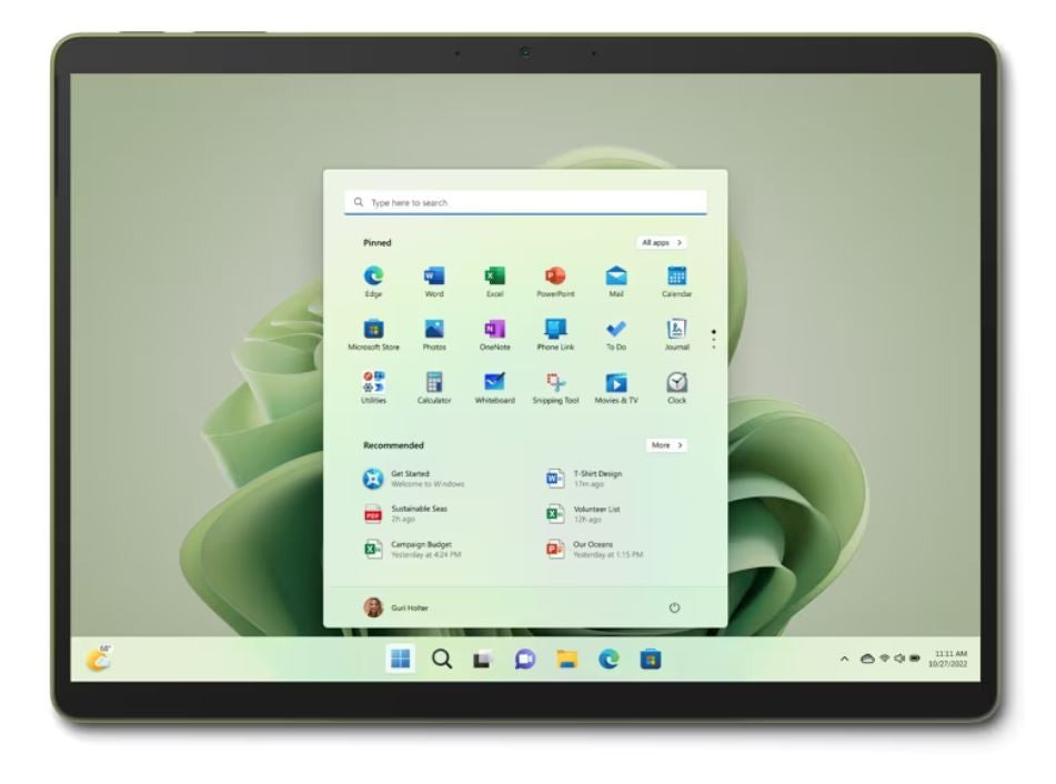 Microsoft Surface Pro 9 Intel® Core™ i5 256 Go 33 cm (13") 8 Go Wi-Fi 6E (802.11ax) Windows 11 Home Vert QEZ-00055
