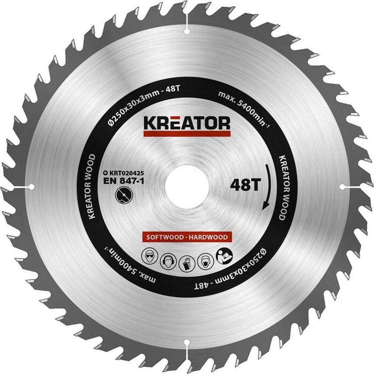 Kreator Lame de scie pour bois 250X30X3MM 48T KRT020425