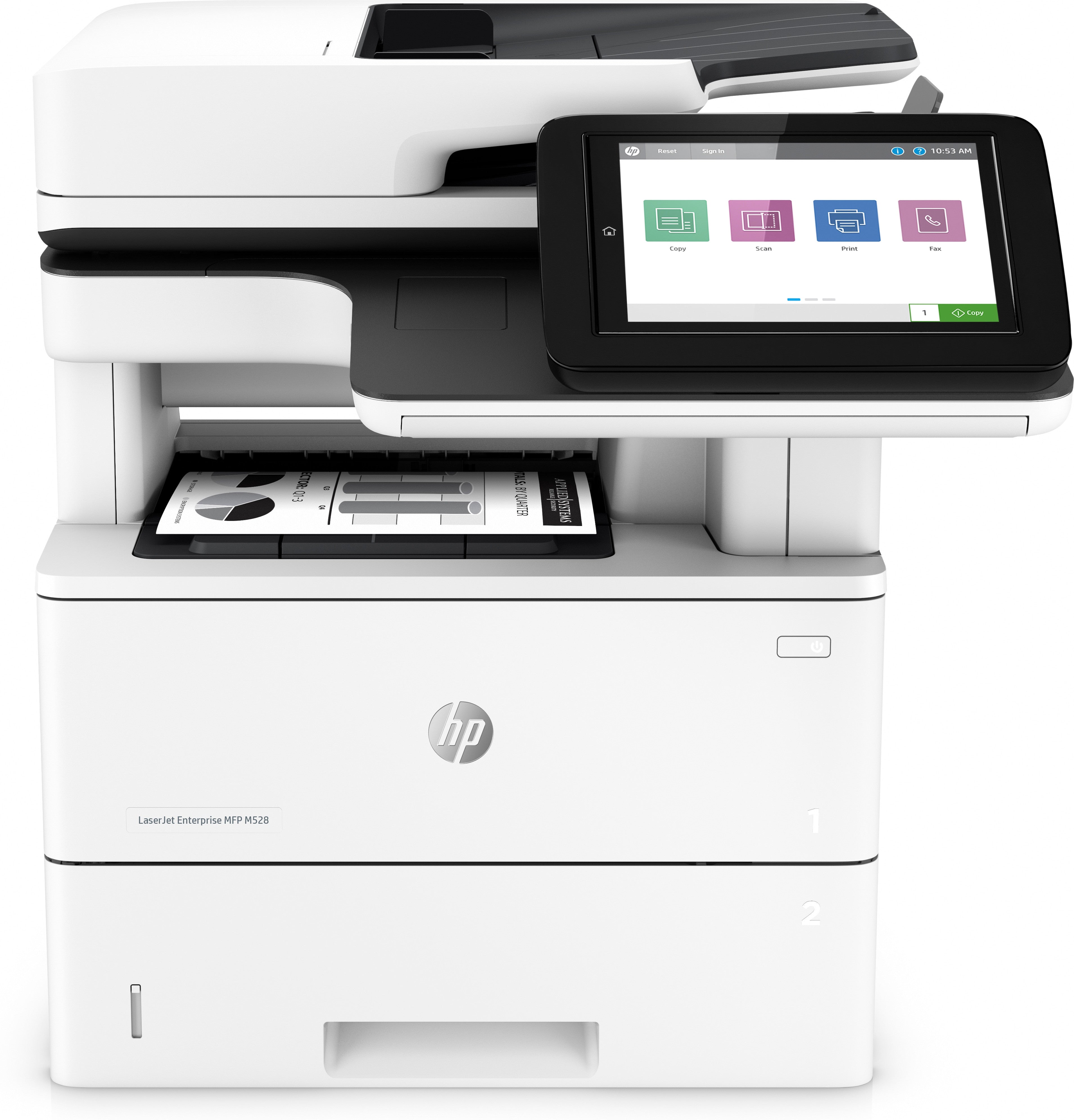 HP LaserJet Enterprise M528dn Sans fil Multifunction Noir et blanc Imprimante, Copieur, Scanner; Recto verso