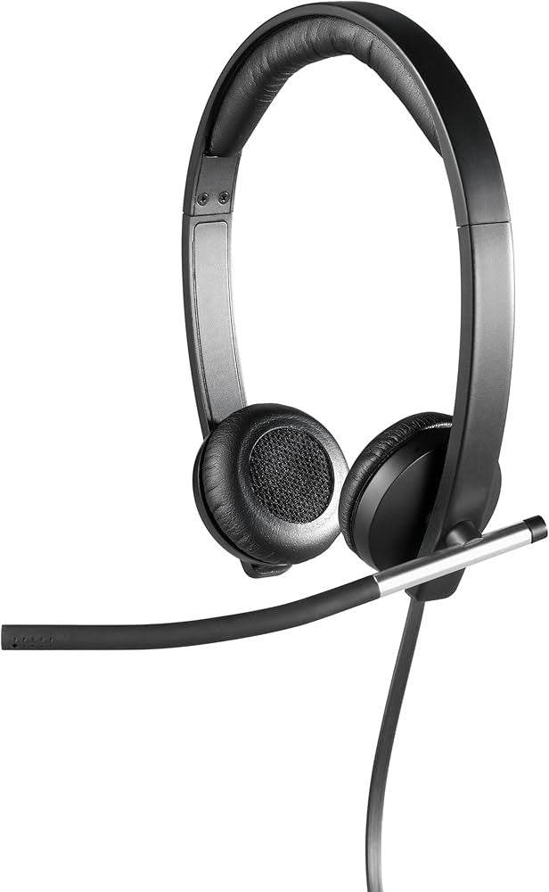 Casque filaire Logitech 981-000519 pour bureau/centre d'appels, USB Type-A, noir, argent