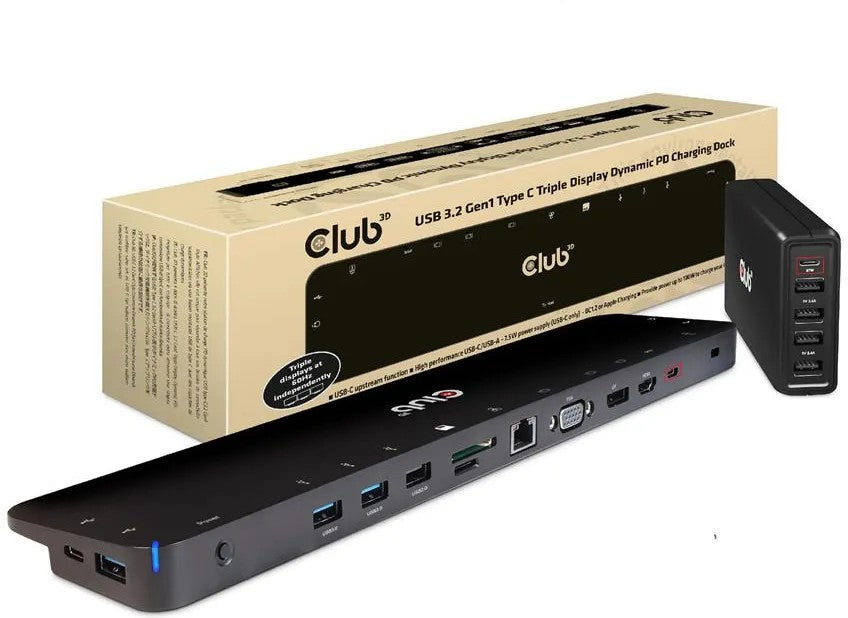 CLUB3D CSV-1564W100 station d'accueil USB 3.2 Gen 1 (3.1 Gen 1) Type-C Noir