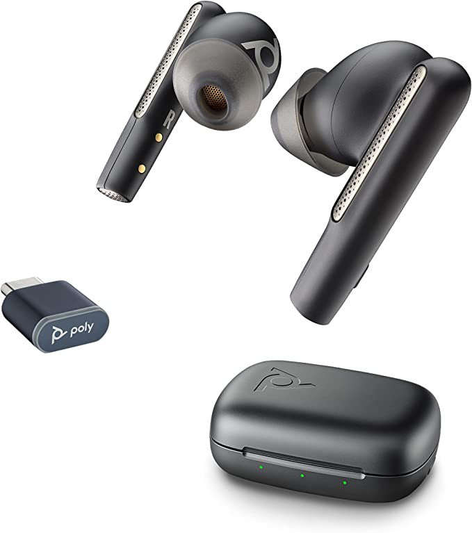 Poly Écouteurs noir charbon Voyager Free 60 UC M + adaptateur USB-A BT700 + étui de charge de base