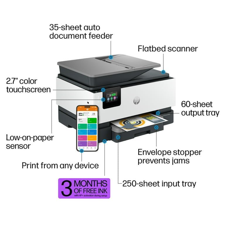 HP OfficeJet Pro 9122e Draadloos All - in - One Kleur Printer, Instant Ink; Dubbelzijdig printen 403X7B629 - Compridis