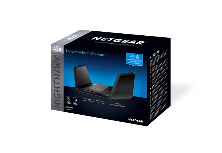 NETGEAR Nighthawk Tri-Band AX8 8-Stream AX6600 WiFi 6 Router (RAX70) RAX70-100EUS - Compridis