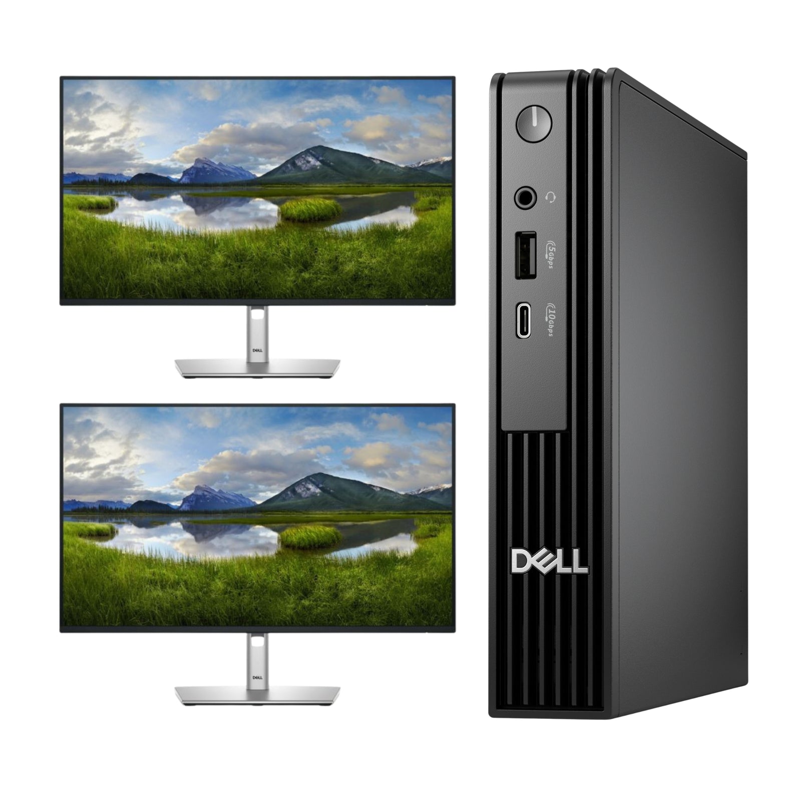 Dell Pro Micro QCM1250 i5-14500T 16GB 512GB SSD + 2x 27" Moniteur